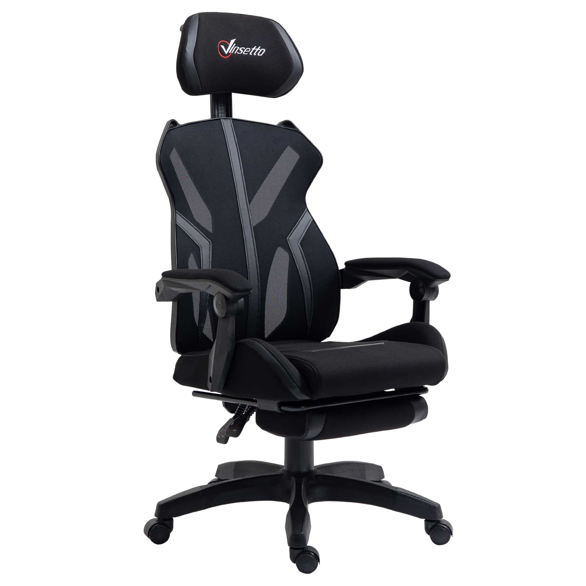 Gaming Chair, Ergonomic Computer Chair with Footrest, Headrest, Recliner Swivel Seat with Adjustable Height, Black - Video Game Chairs - Office Furniture
