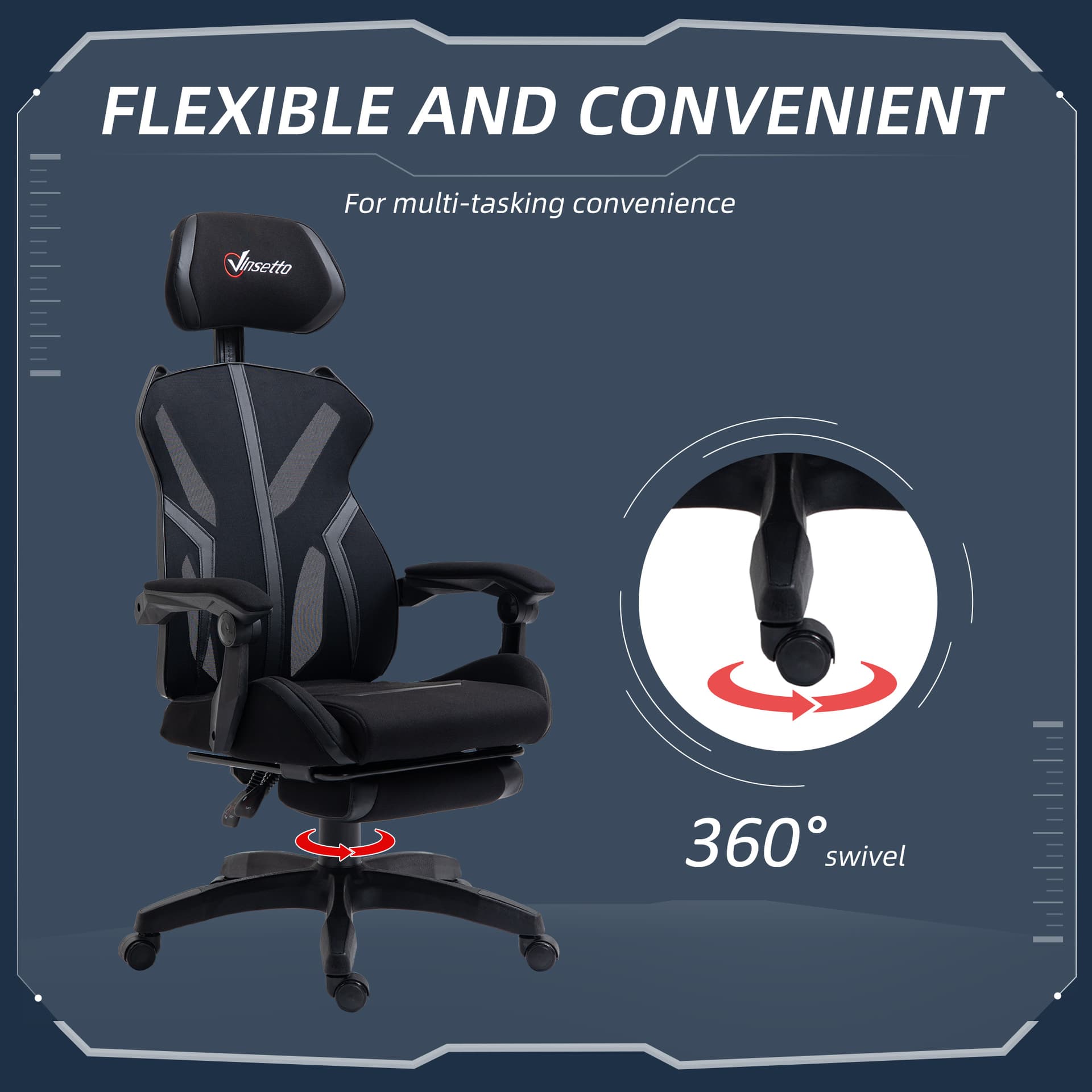 Gaming Chair, Ergonomic Computer Chair with Footrest, Headrest, Recliner Swivel Seat with Adjustable Height, Black - Video Game Chairs - Office Furniture