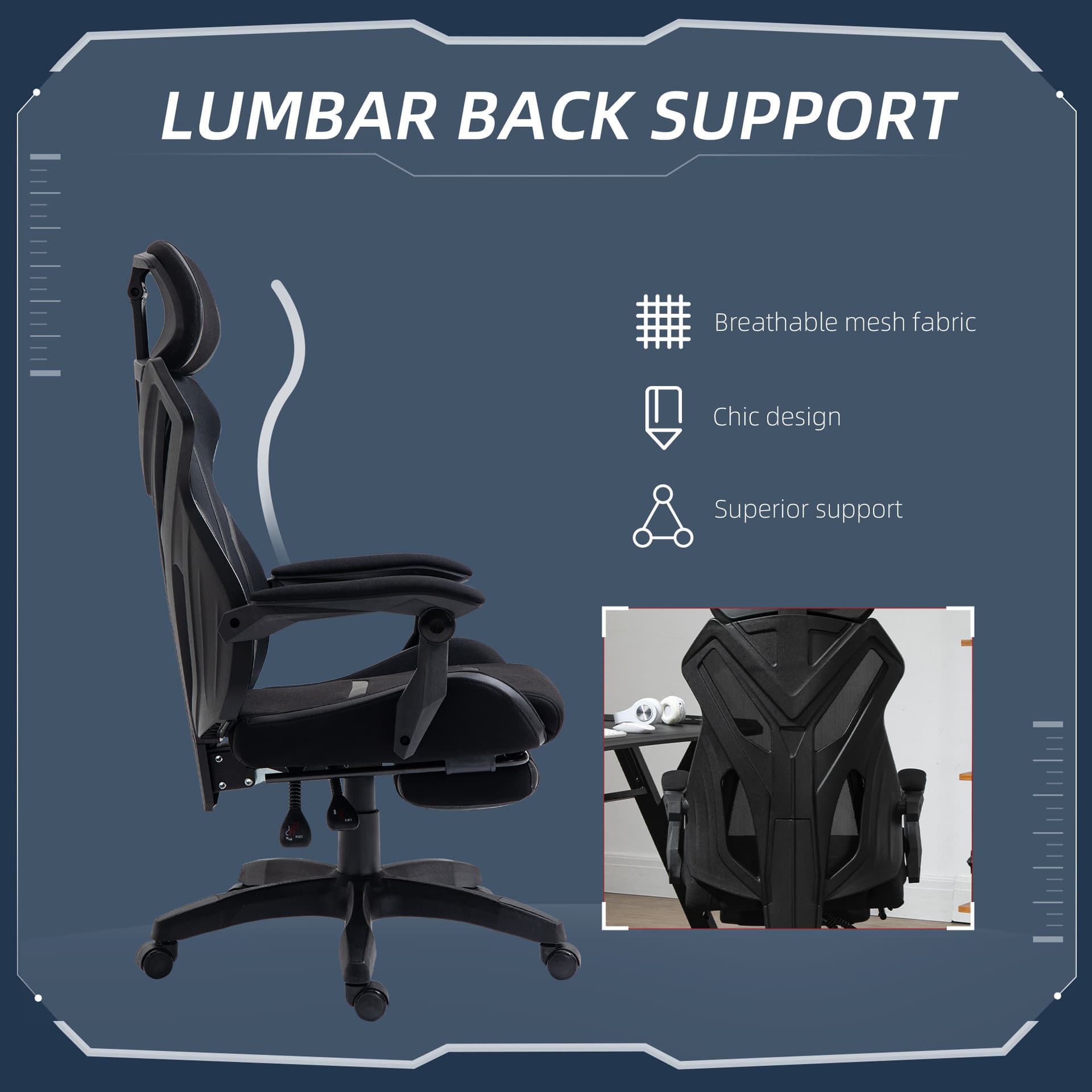 Gaming Chair, Ergonomic Computer Chair with Footrest, Headrest, Recliner Swivel Seat with Adjustable Height, Black - Video Game Chairs - Office Furniture