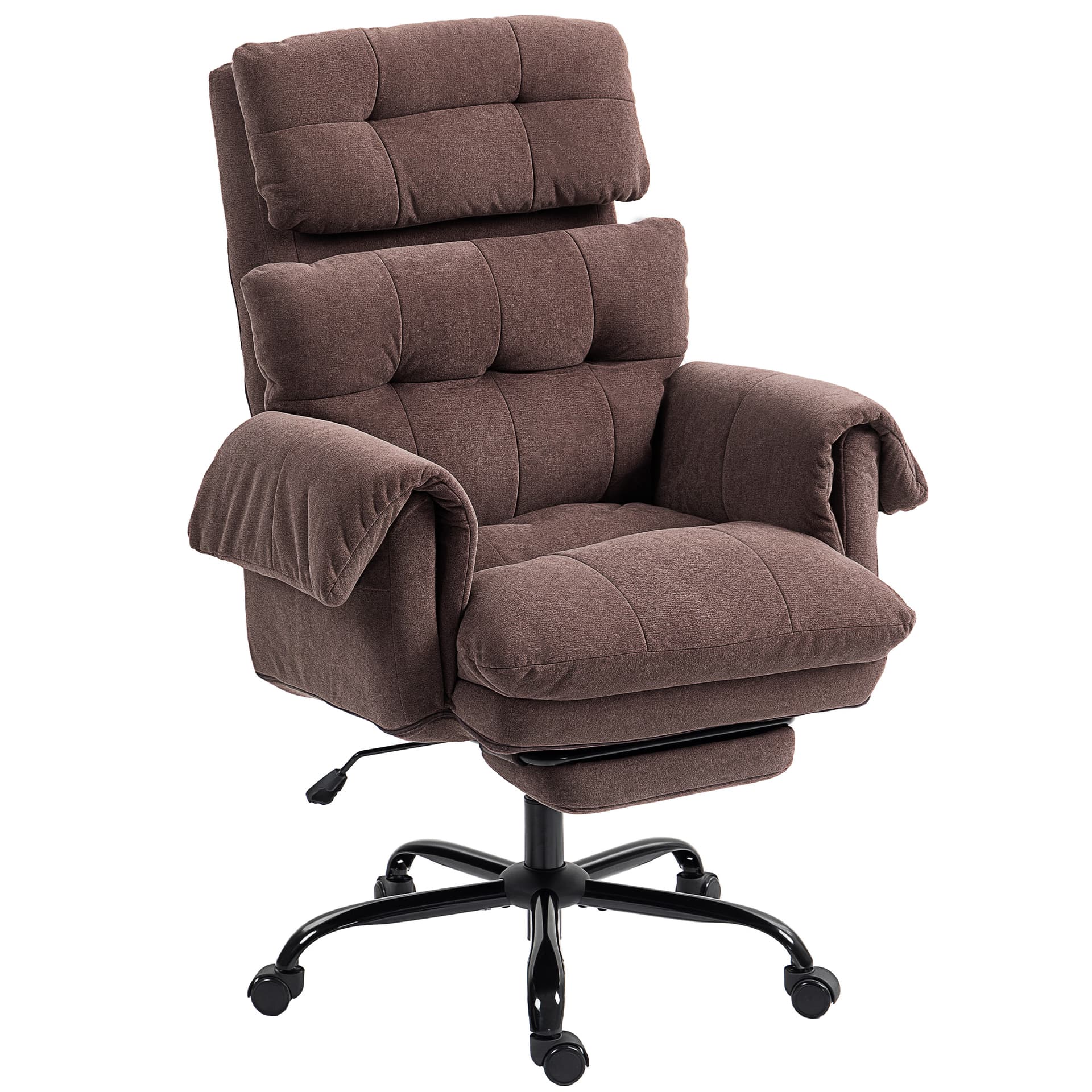 Reclining Executive Computer Desk Chair, Ergonomic Office Chair with Footrest and Thickly Padded, Coffee - Office Chairs - Office Furniture