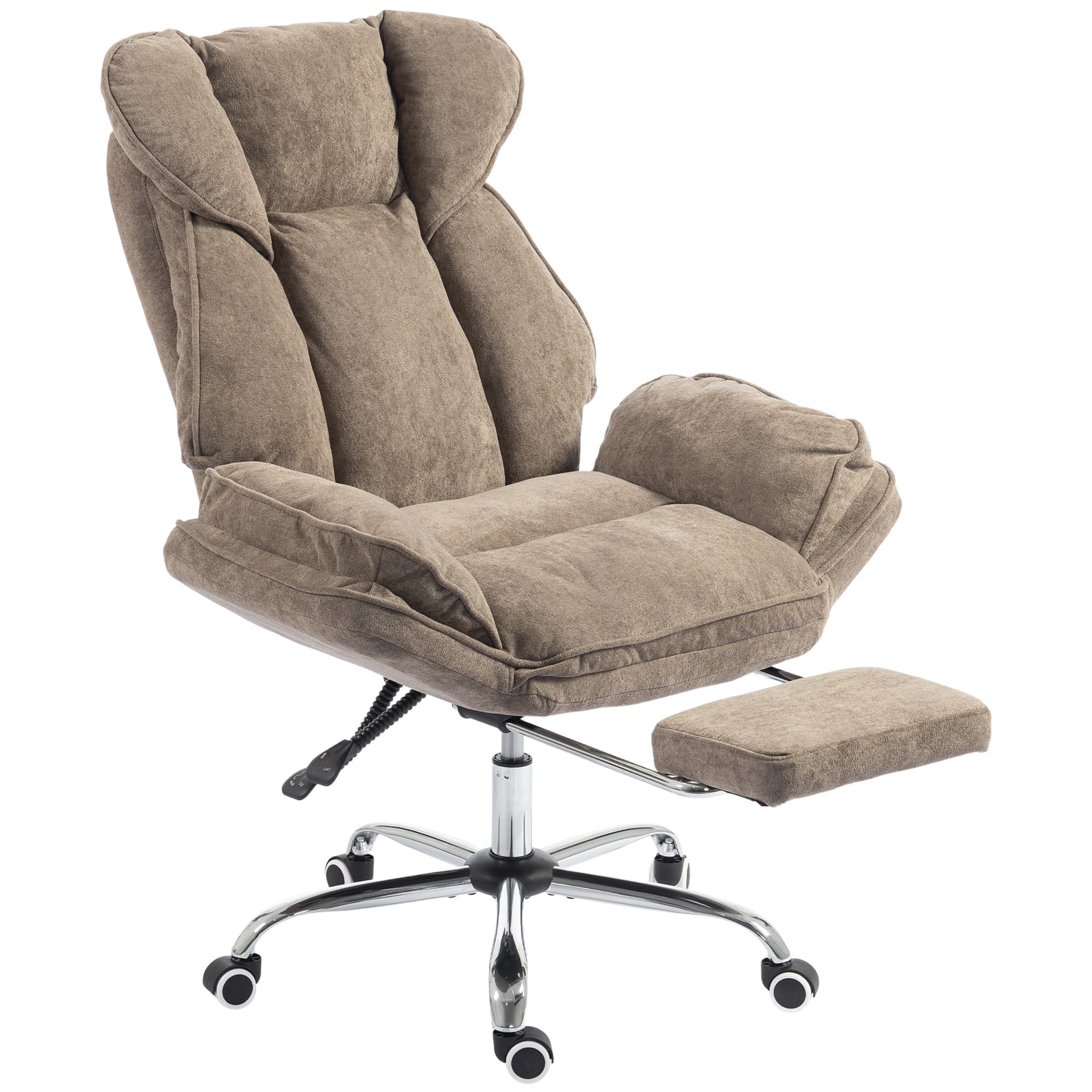 Big and Tall Office Chair Footrest Executive Desk Chair High Back Snowflake Velvet Reclining, Brown - Office Chairs - Office Furniture