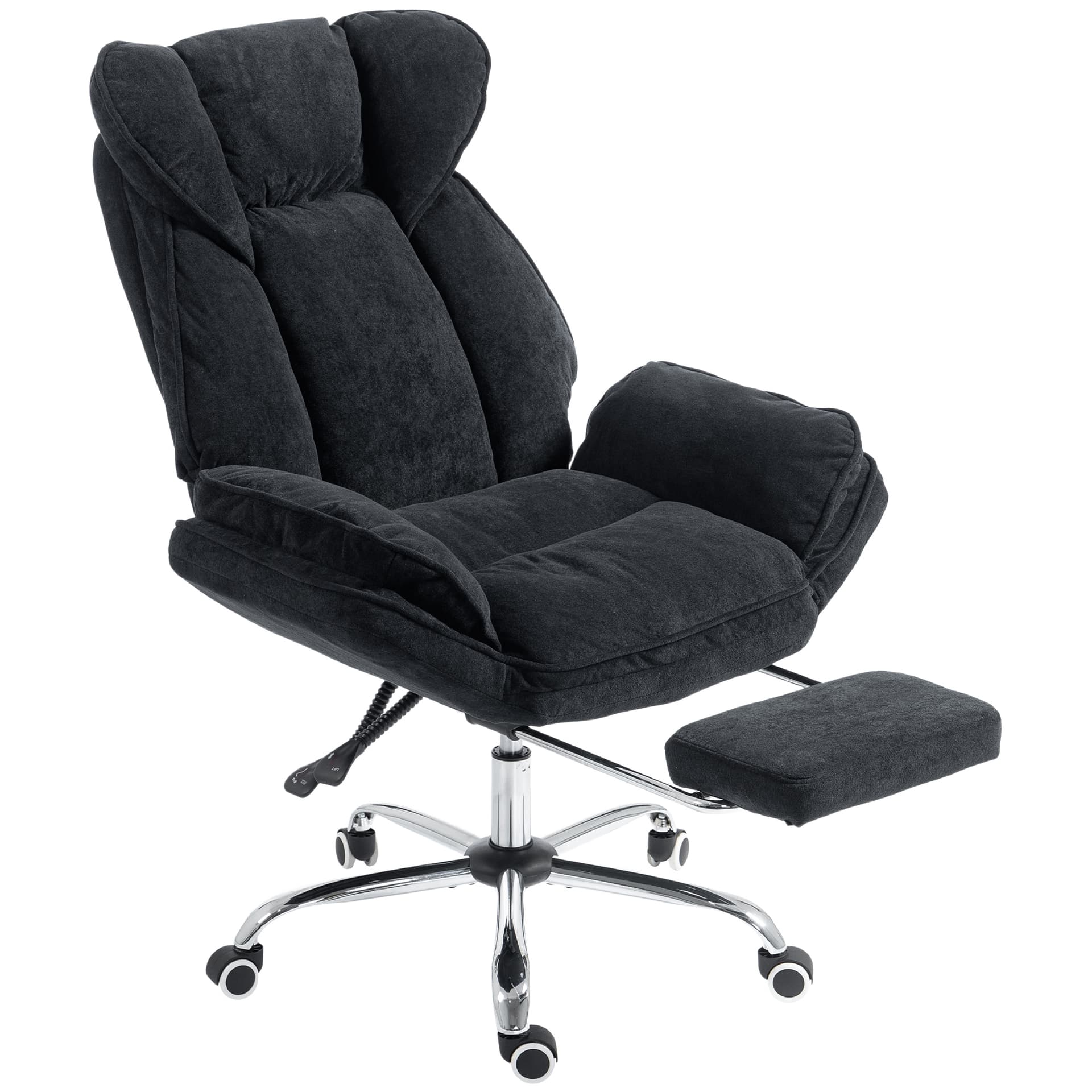 Big and Tall Office Chair Footrest Executive Desk Chair High Back Snowflake Velvet Reclining, Black - Office Chairs - Office Furniture