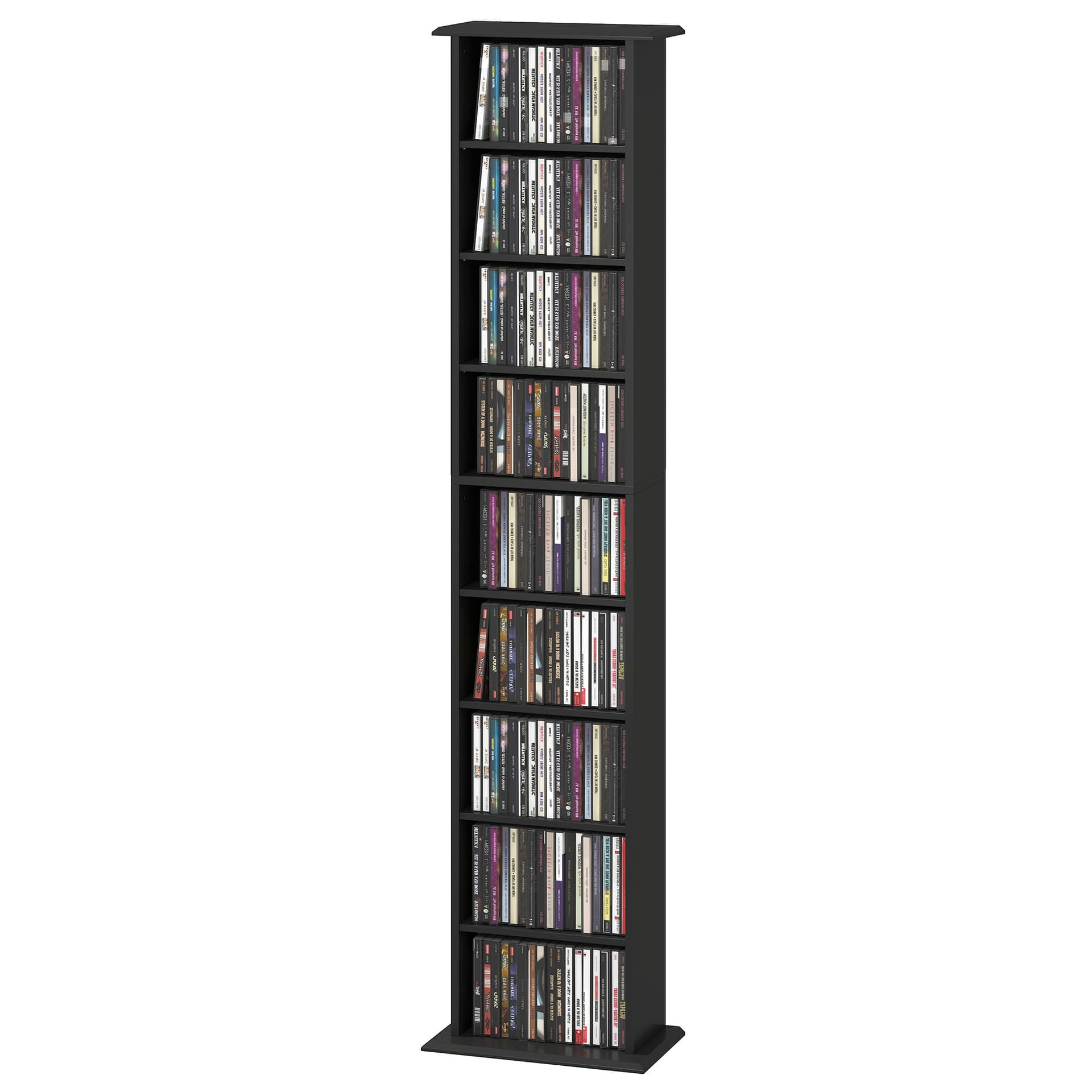 9-Tier DVD Shelf with 7 Adjustable Shelves, Slim CD Shelf, Holds 252 CDs, 147 DVDs or 189 Blu-rays, Black - Office Supplies - Office Furniture