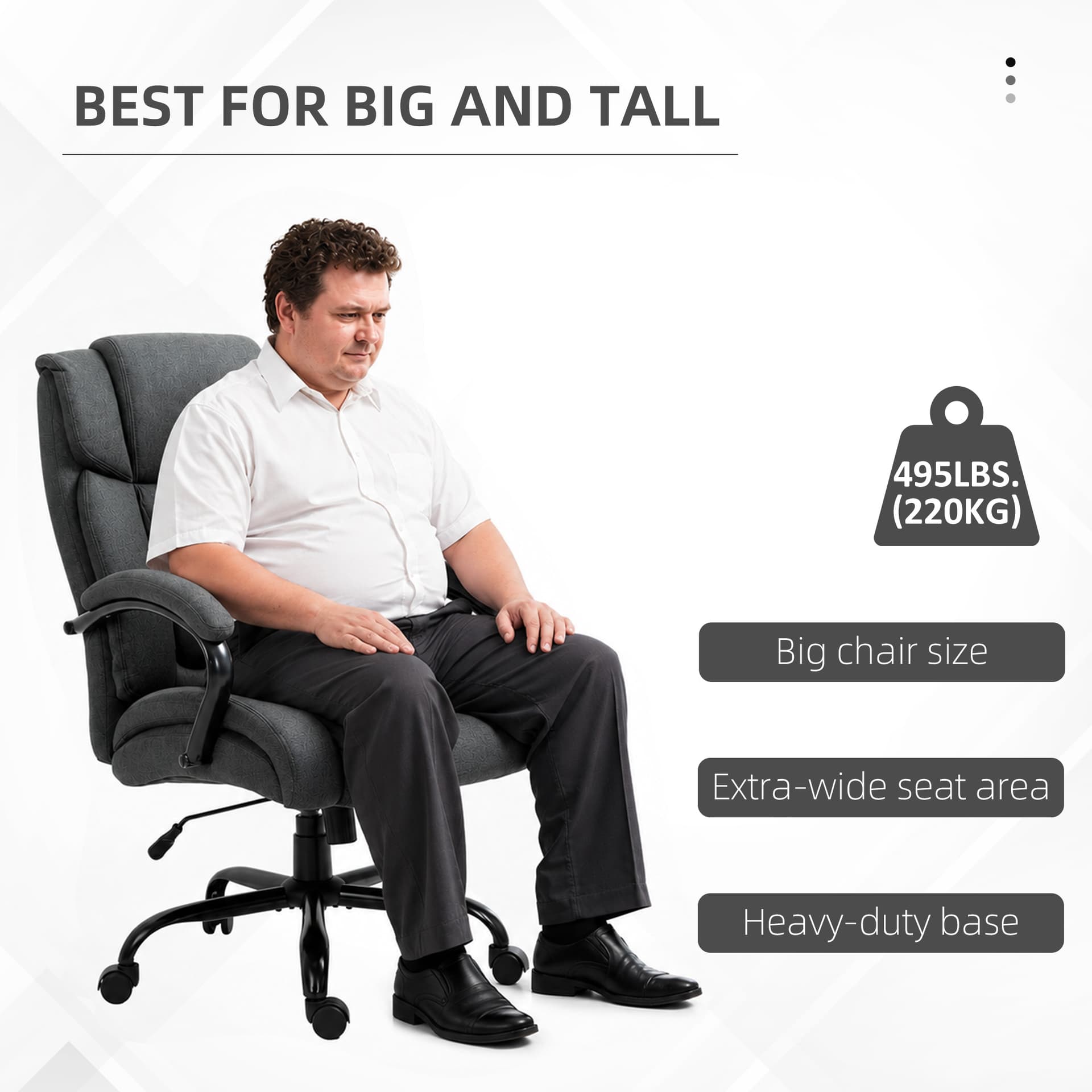 Linen Computer Desk Chair, Executive Office Chair with Spring Padding and Swivel Wheels, Charcoal Grey - Task Chairs - Office Furniture