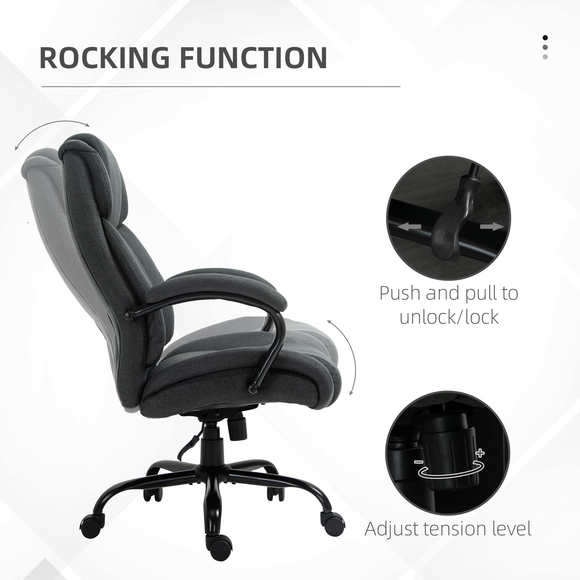 Linen Computer Desk Chair, Executive Office Chair with Spring Padding and Swivel Wheels, Charcoal Grey - Task Chairs - Office Furniture
