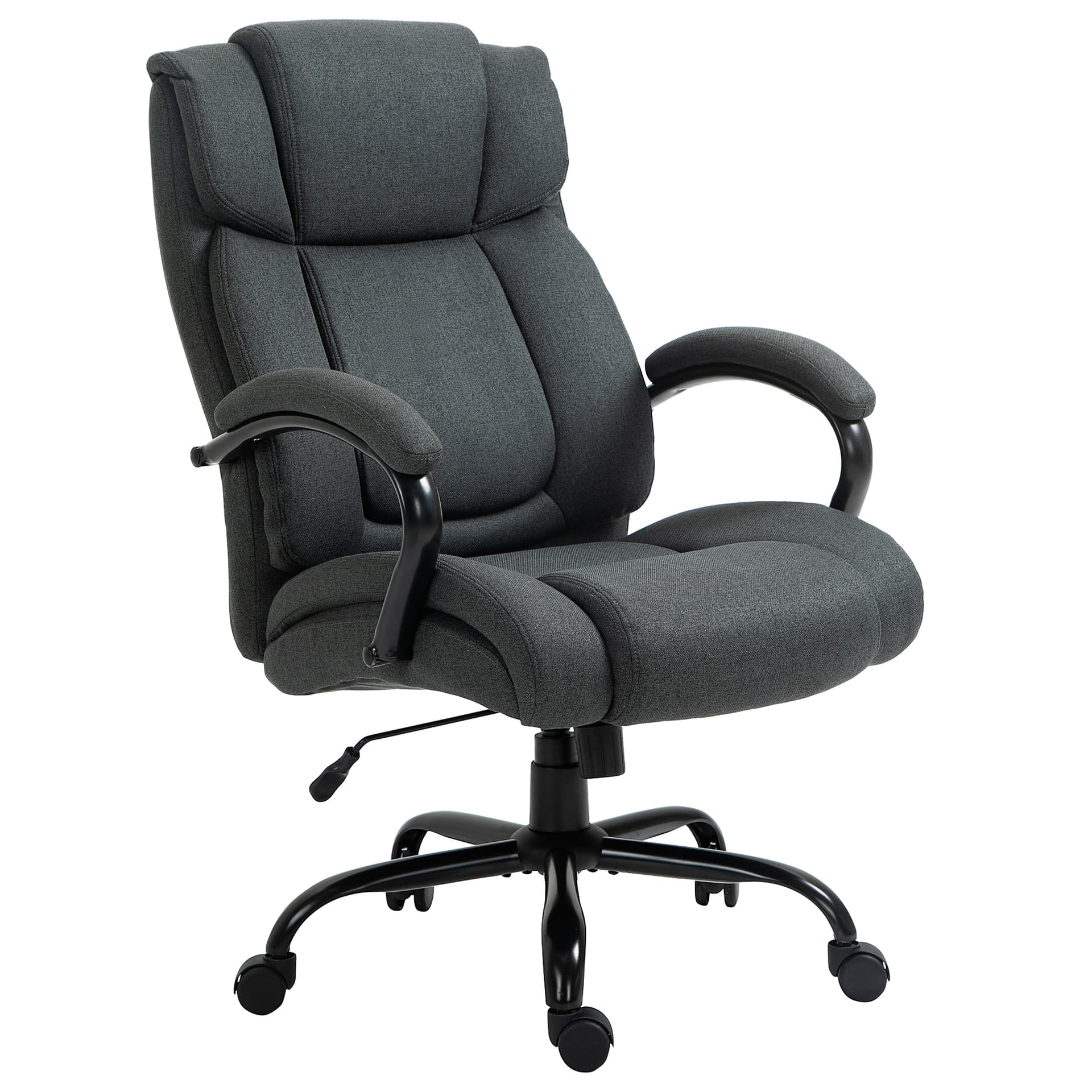 Linen Computer Desk Chair, Executive Office Chair with Spring Padding and Swivel Wheels, Charcoal Grey - Task Chairs - Office Furniture