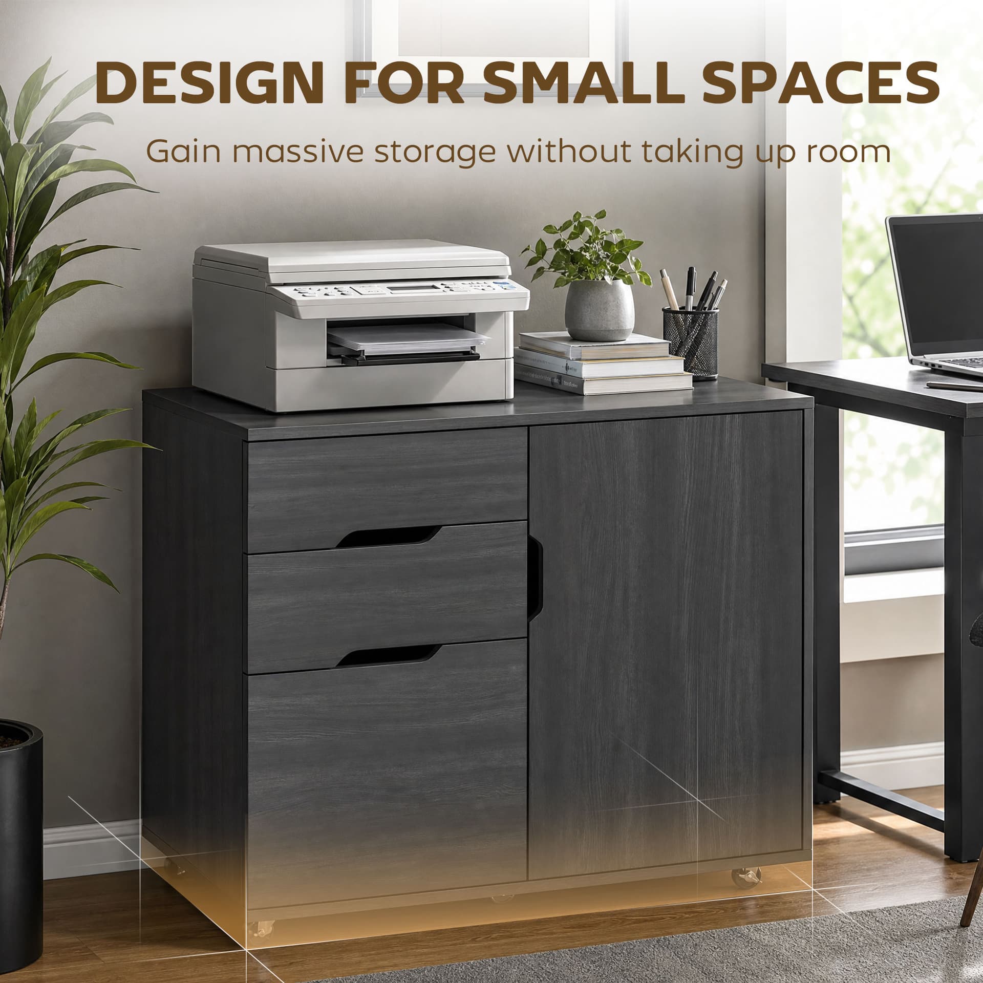 Filing Cabinet with File Drawer File Cabinet with Adjustable Shelf and 3 Drawers Black - Office Cabinets & Cupboards - Office Furniture