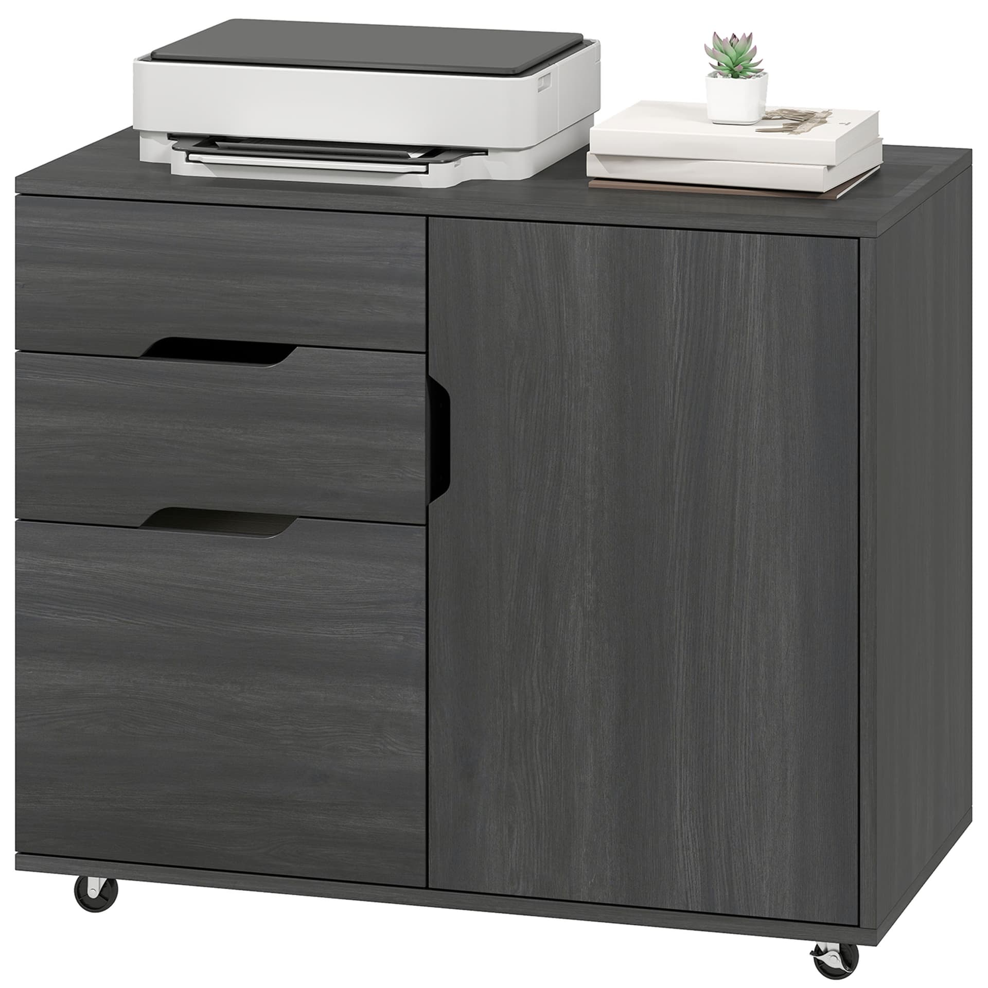 Filing Cabinet with File Drawer File Cabinet with Adjustable Shelf and 3 Drawers Black - Office Cabinets & Cupboards - Office Furniture