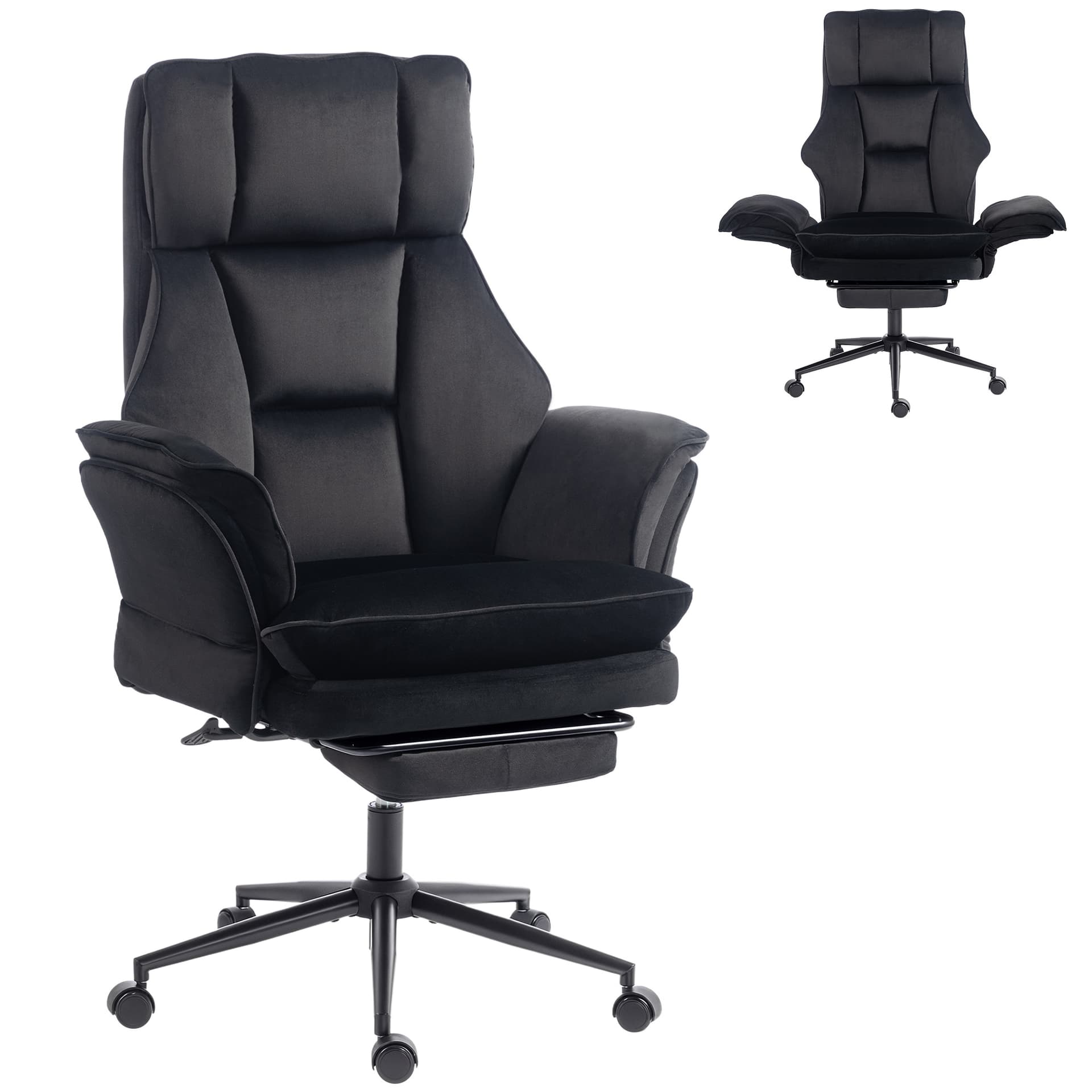 Cross Legged Office Chair with Footrest, 396 lbs Reclining Computer Desk Chair with High Back, Flip-up Armrests, Black - Executive & Manager Chairs - Office Furniture